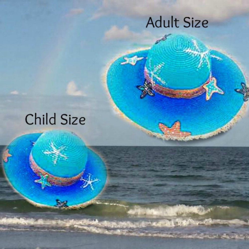 Matching Mother Daughter Starfish Beach Sun Hats